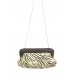 Evening Bag - Pleated Zebra Print w/ Leather Like Frame - Brown - BG-92089BR